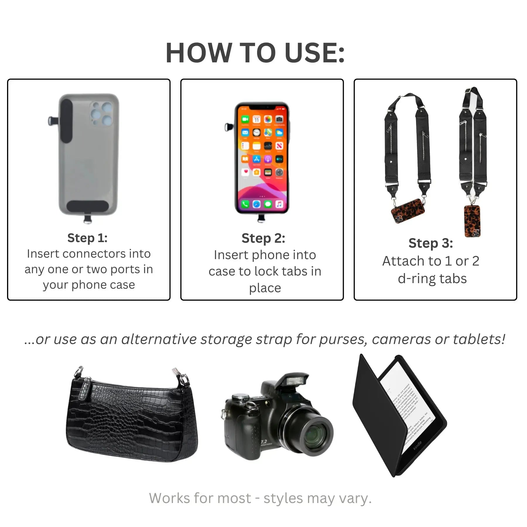 Caitie G- Black Stashie - storage strap-