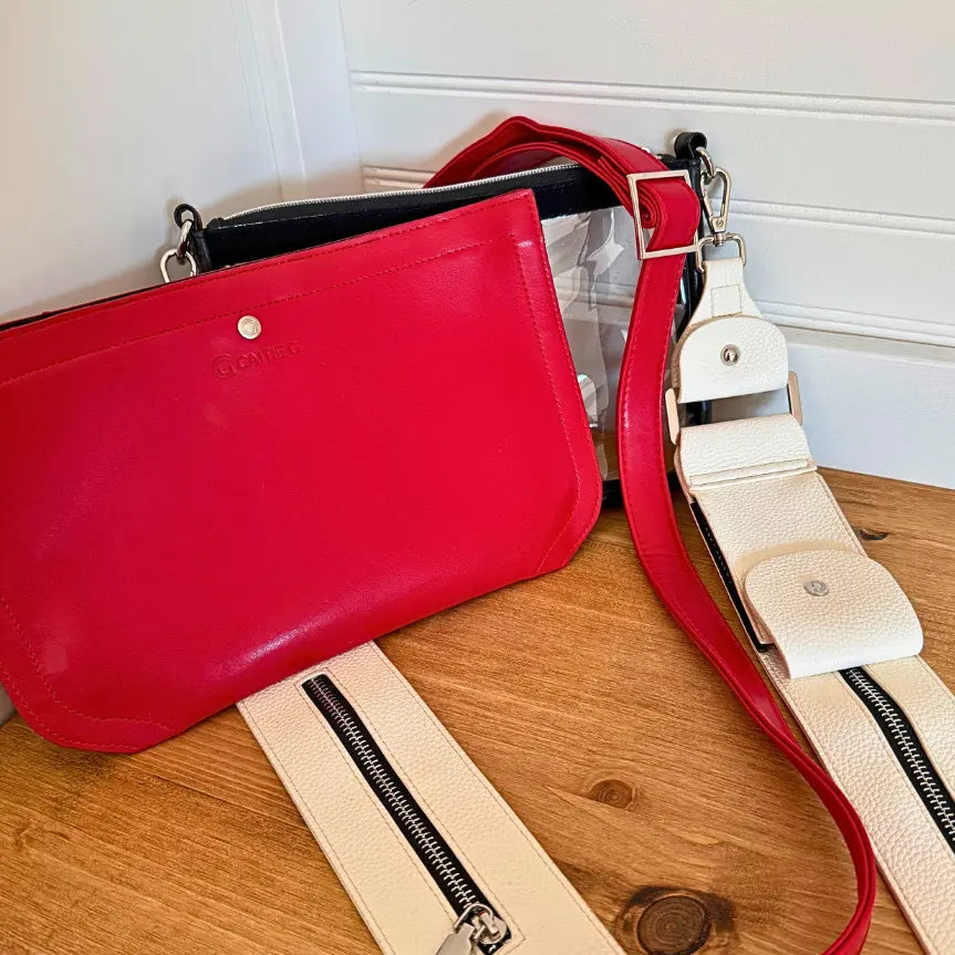 Caitie G- Bundle: Smooth Red Purse Set + Ivory Stashie-