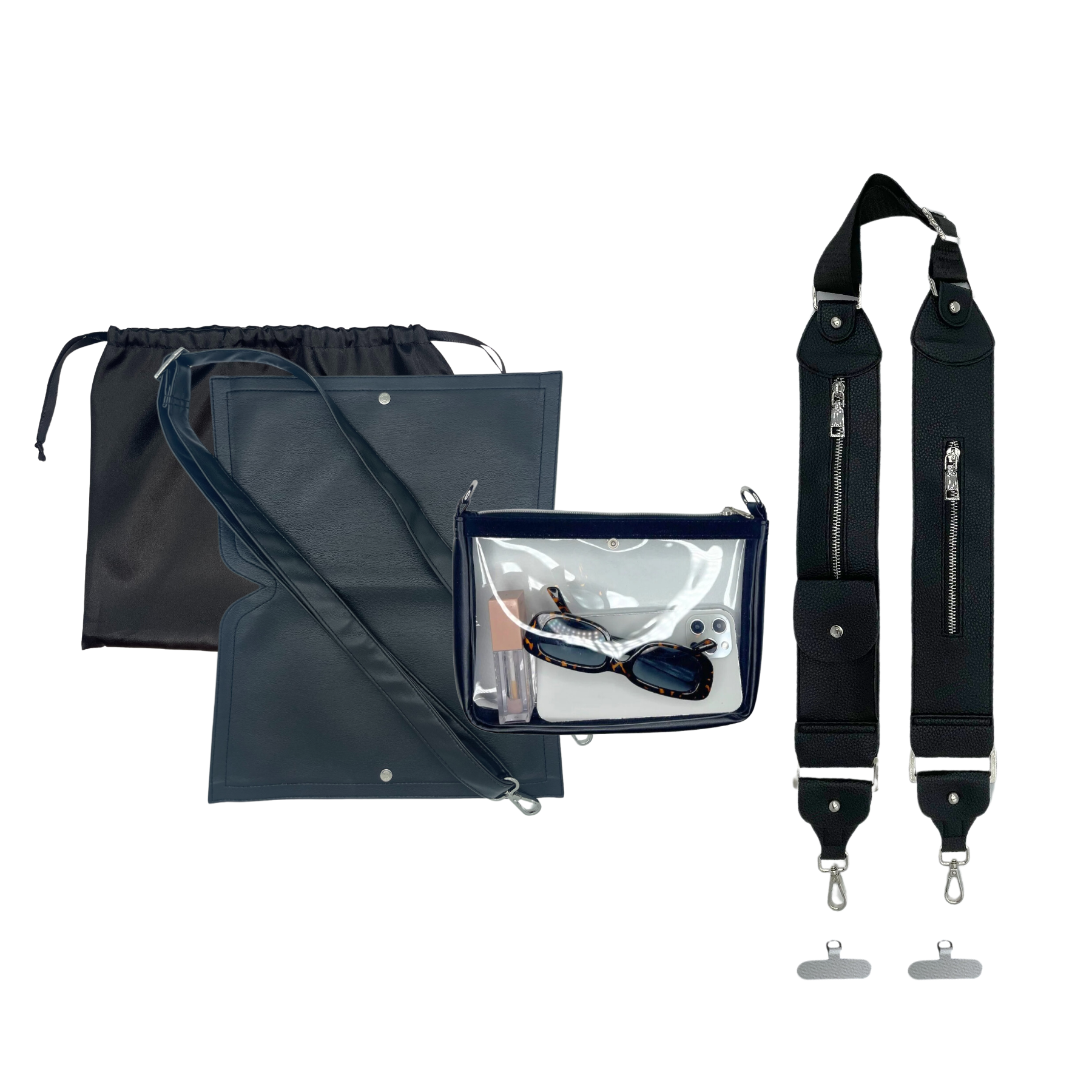 Caitie G- Bundle: Smooth Black Purse Set + Black Stashie-