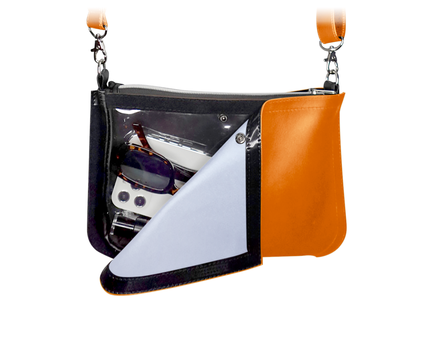 Graceland) Orange Bum Bag with Zipper Detail in Orange