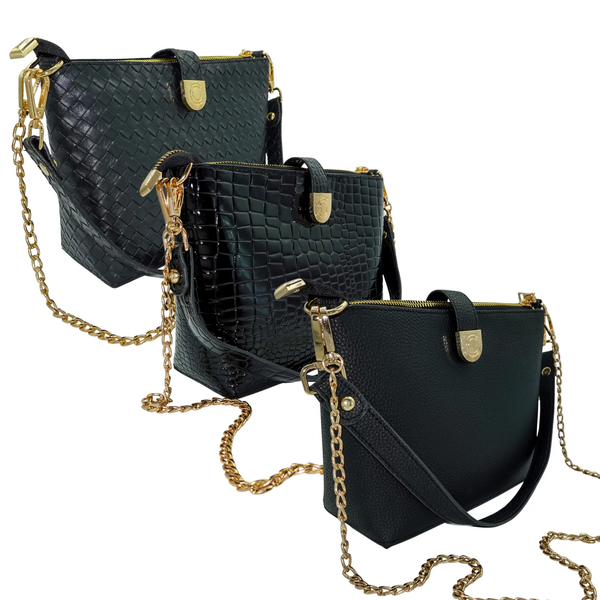 Caitie G- Bundle: Signature Alligator Black Full Set + Signature Woven Black Full Set + Signature Pebble Black Full Set-