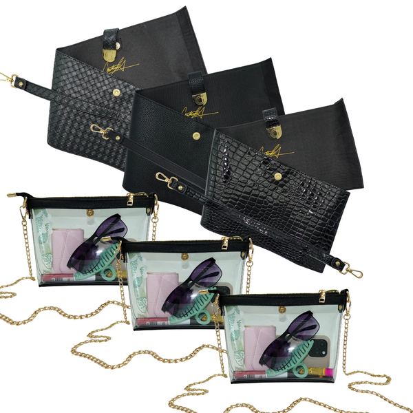 Caitie G- Bundle: Signature Alligator Black Full Set + Signature Woven Black Full Set + Signature Pebble Black Full Set-