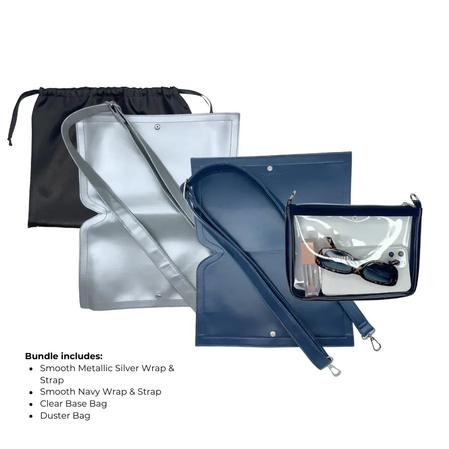 Caitie G- Bundle: Silver Metallic & Smooth Navy-