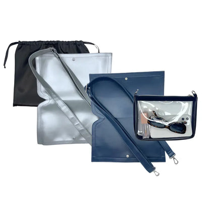 Caitie G- Bundle: Silver Metallic & Smooth Navy-