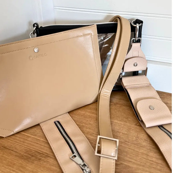 Caitie G- Bundle: Smooth Camel Purse Set + Sand Stashie-