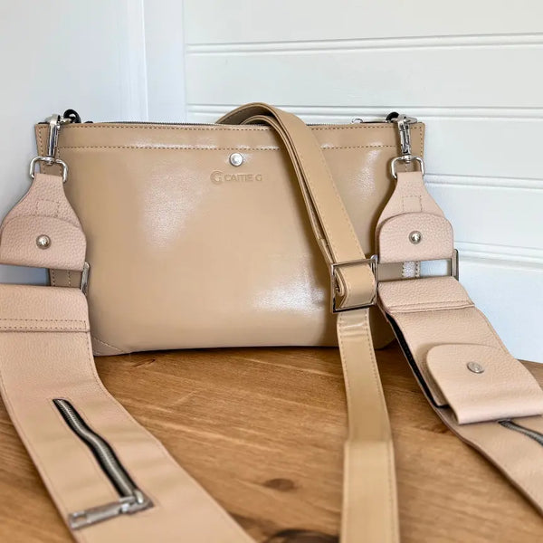 Caitie G- Bundle: Smooth Camel Purse Set + Sand Stashie-