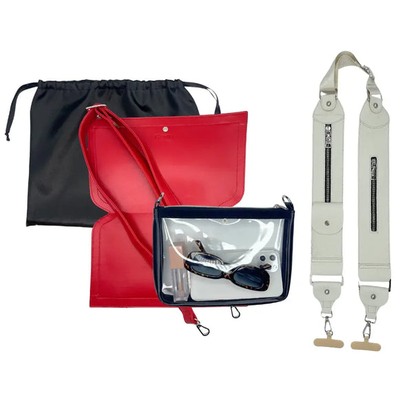 Caitie G- Bundle: Smooth Red Purse Set + Ivory Stashie-