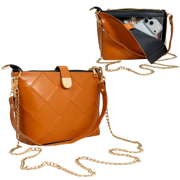 Wrap + Strap for Caitie G Signature Bag (No Clear Bag) - Cognac Woven