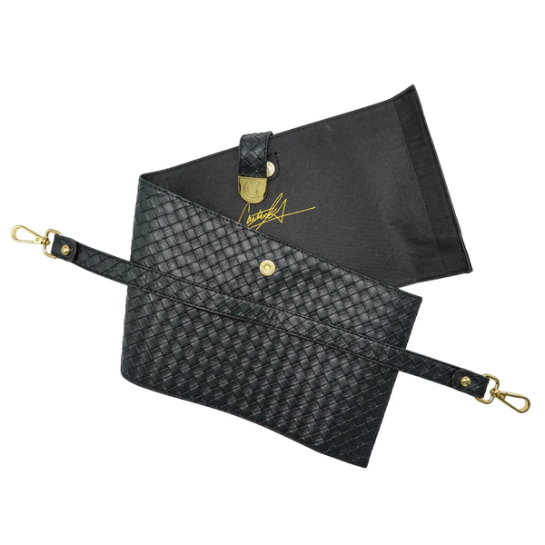Caitie G- PREORDER: Bundle: Signature Clear Bag with Black Alligator, Woven Black, Pebble Black Wrap & Strap-