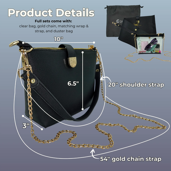 Caitie G- PREORDER: Bundle: Signature Clear Bag, Black Pebble Wrap & Strap, Ivory Pebble Wrap & Strap-