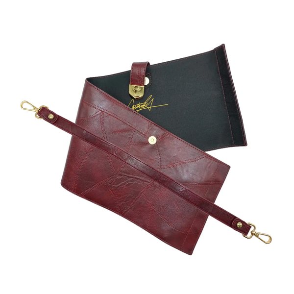 Caitie G- PREORDER: Bundle: Signature Clear Bag, Maroon Stitched Wrap & Strap, Black Woven Wrap & Strap-