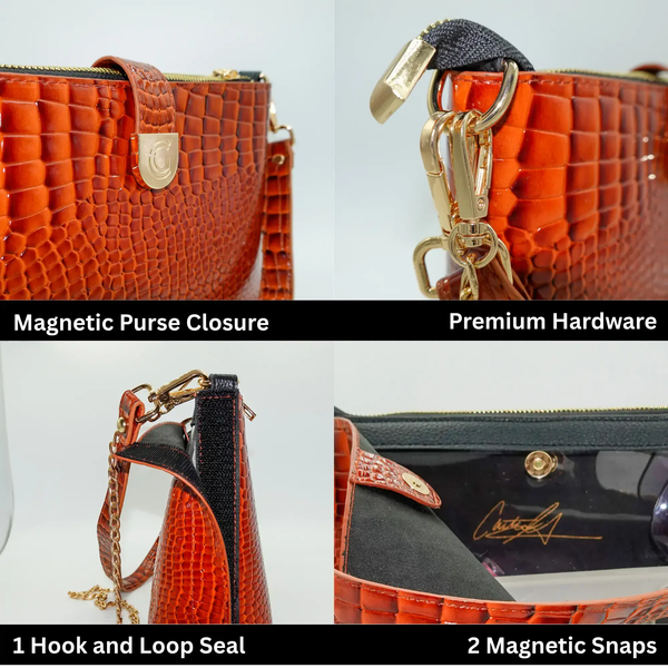 Caitie G- PREORDER: Bundle: Signature Clear Bag, Orange Alligator Wrap & Strap, Black Alligator Wrap & Strap (Copy) (Copy) (Copy)-
