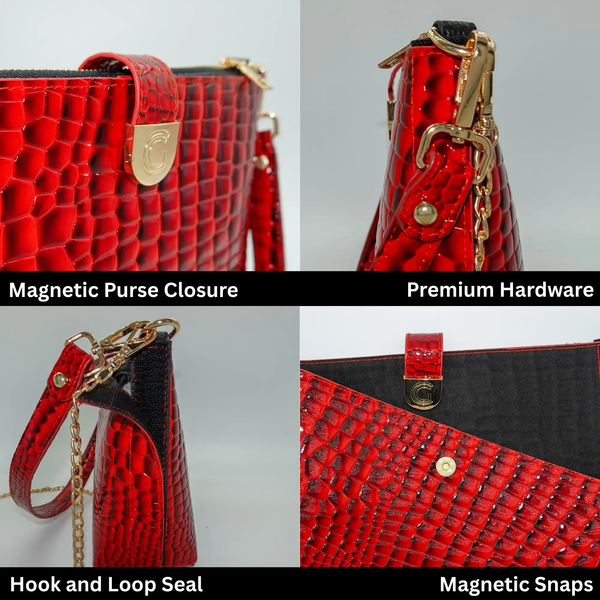 Caitie G- PREORDER: Bundle: Signature Clear Bag, Red Alligator Wrap & Strap, Black Alligator Wrap & Strap (Copy) (Copy)-