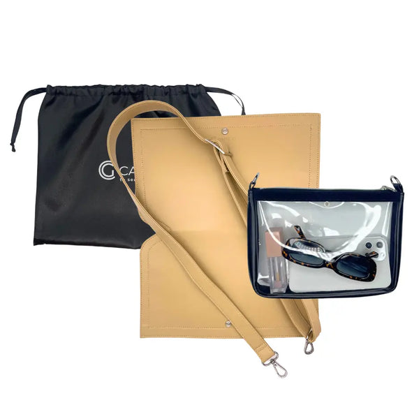 Caitie G- Smooth Camel- Full Set (Clear bag + Wrap + Strap)