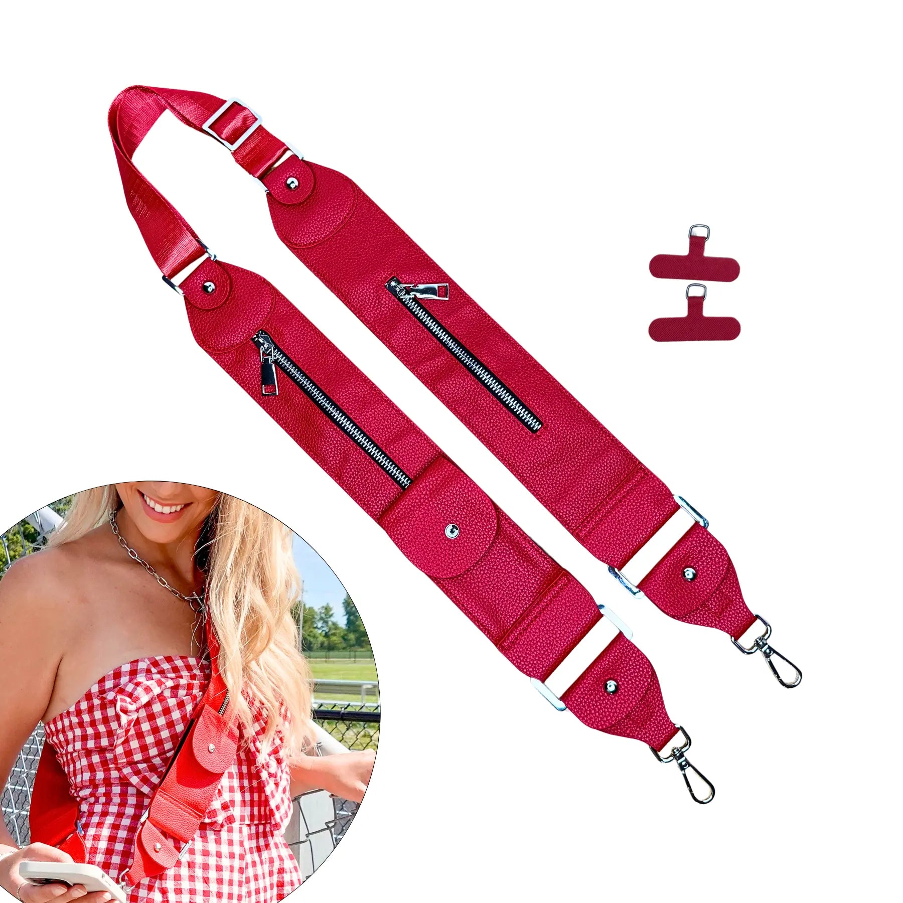 Caitie G- Stashie Strap - Red-