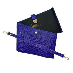 Caitie G- Wrap + Strap for Caitie G Signature Bag (No Clear Bag)- Royal Blue Alligator