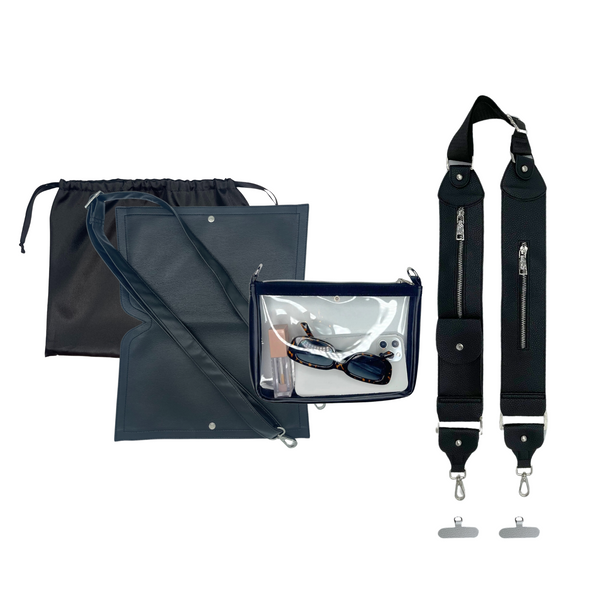 Caitie G- Bundle: Smooth Black Purse Set + Black Stashie-